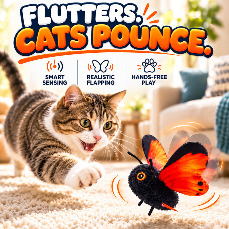 Ravunelo™ Smart Sensing Flapping Butterfly Cat Toy — Interactive & Type-C Rechargeable