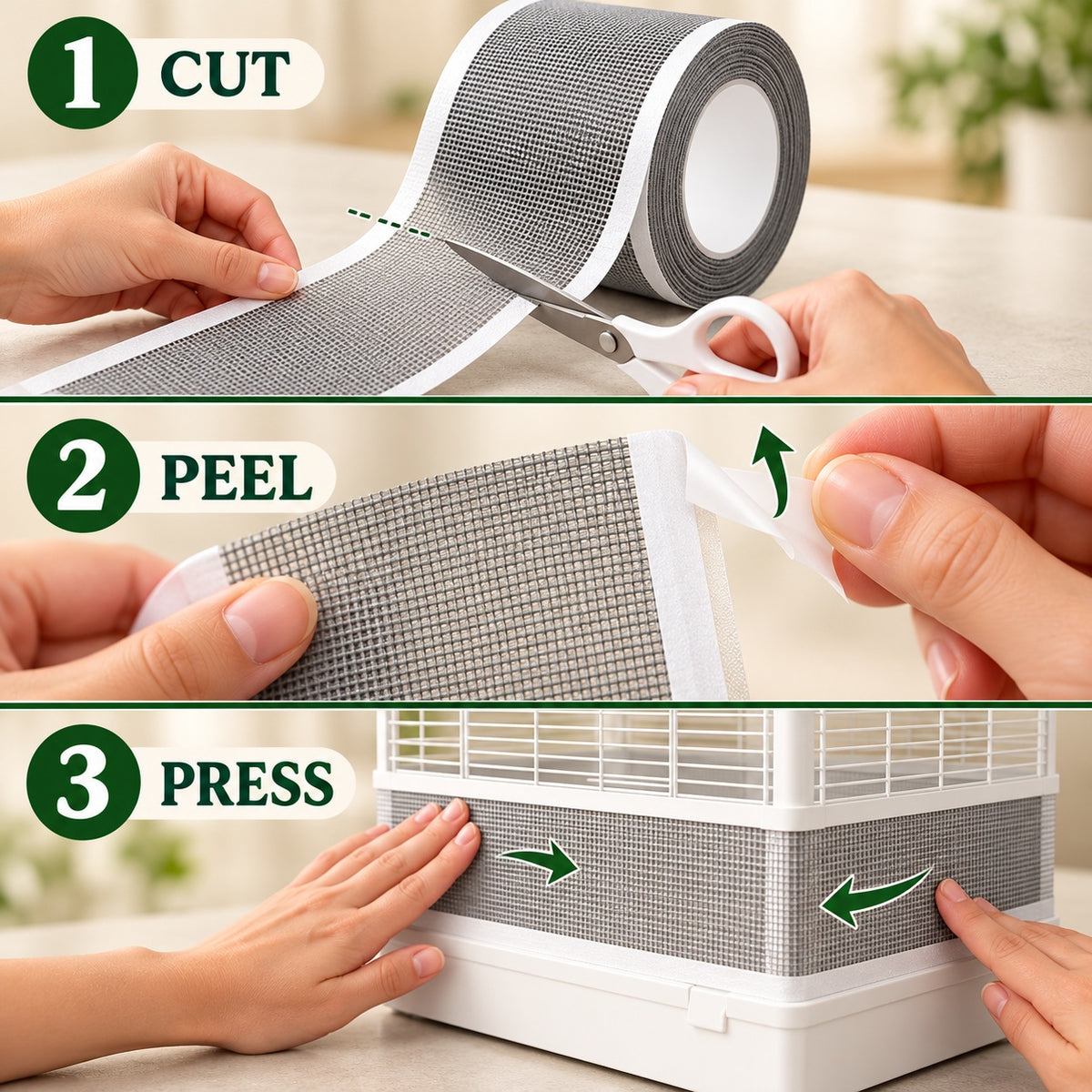 Ravunelo™ FeatherShield™ Invisible Birdcage Guard – Seed & Feather Mesh Barrier