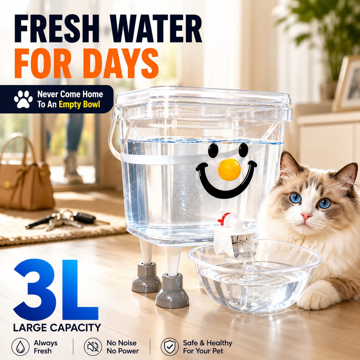 Ravunelo™ 3L Automatic Gravity Water Dispenser for Pets