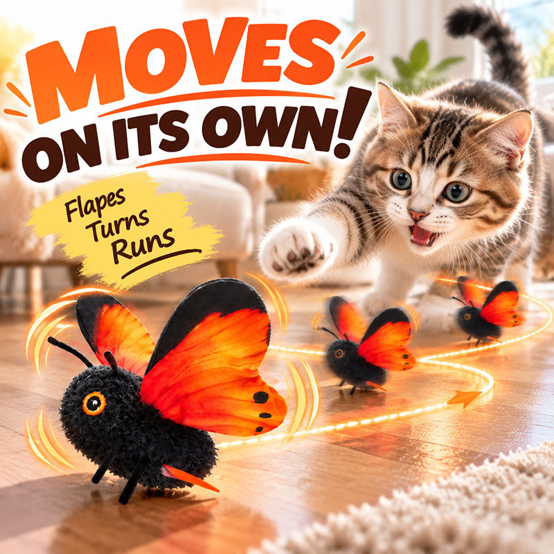 Ravunelo™ Smart Sensing Flapping Butterfly Cat Toy — Interactive & Type-C Rechargeable