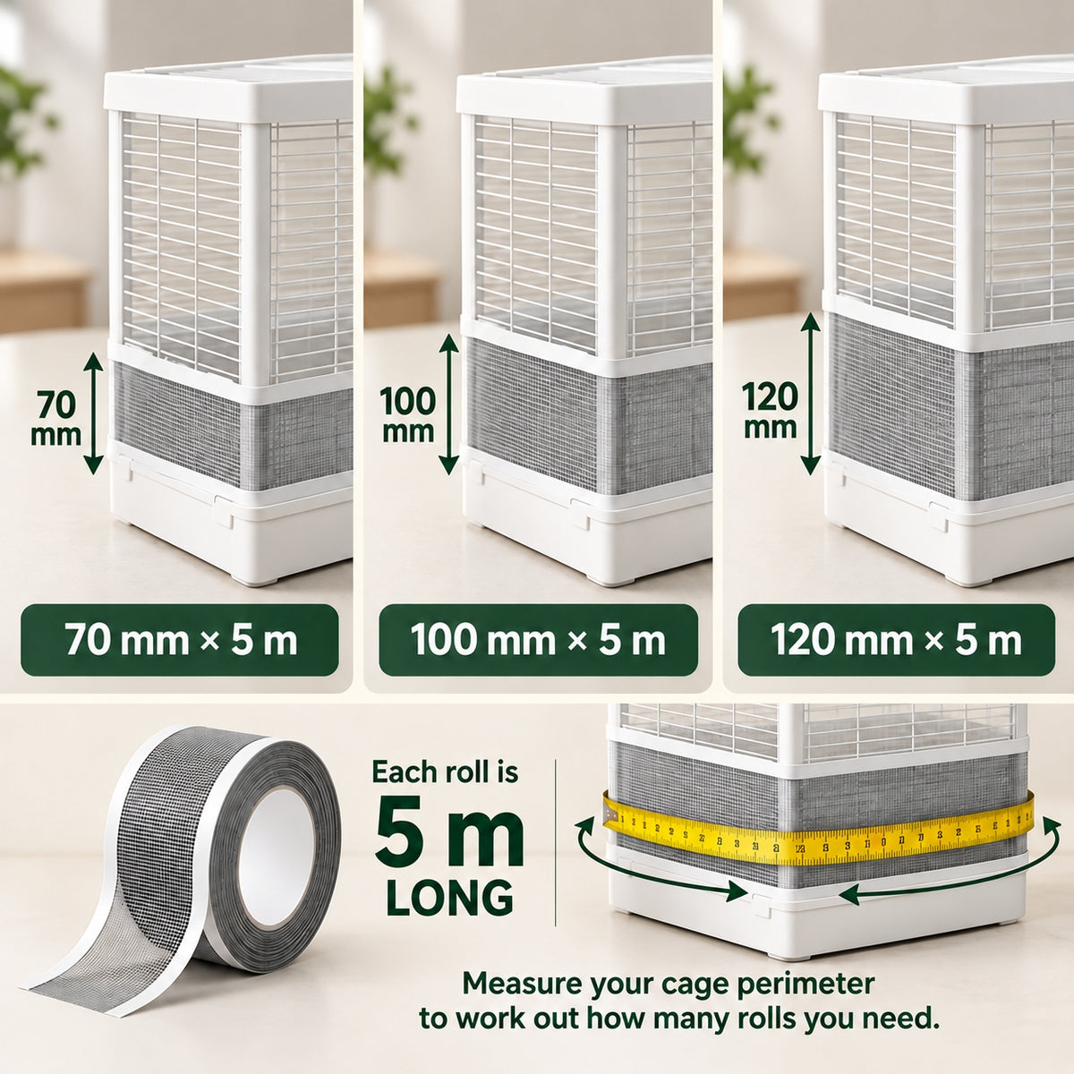 Ravunelo™ FeatherShield™ Invisible Birdcage Guard – Seed & Feather Mesh Barrier