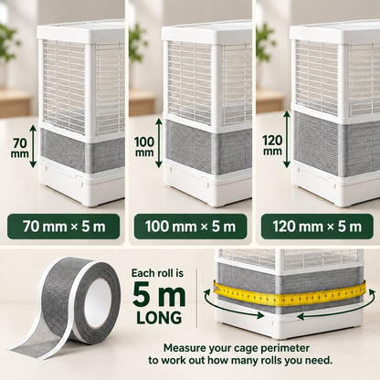 Ravunelo™ FeatherShield™ Invisible Birdcage Guard – Seed & Feather Mesh Barrier