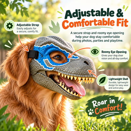 🦖 Turn Your Dog Into a Tiny Dinosaur – Funny Adjustable Pet Costume Mask