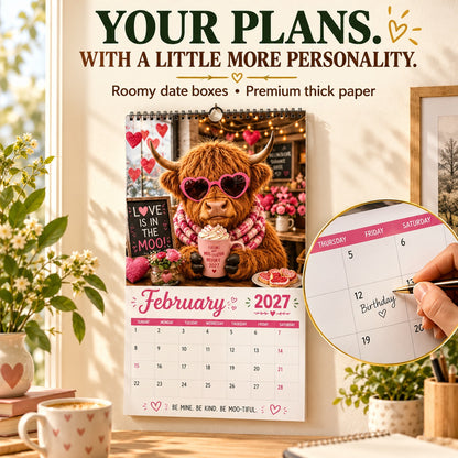 Ravunelo™ 2027 Funny Highland Cow Calendar — A New Moo-d Every Month (Offer)