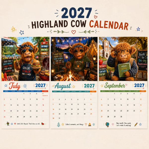 Ravunelo™ 2027 Funny Highland Cow Calendar — A New Moo-d Every Month (Offer)