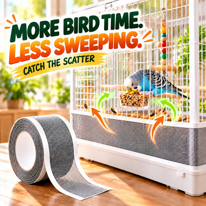 Ravunelo™ FeatherShield™ Invisible Birdcage Guard – Seed & Feather Mesh Barrier