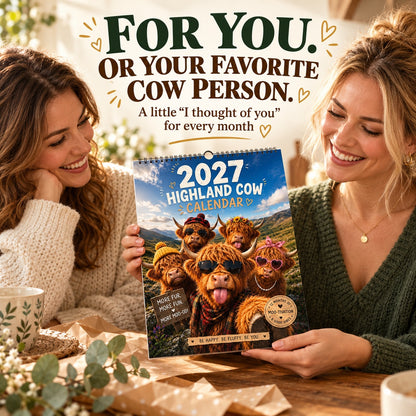 Ravunelo™ 2027 Funny Highland Cow Calendar — A New Moo-d Every Month (Offer)