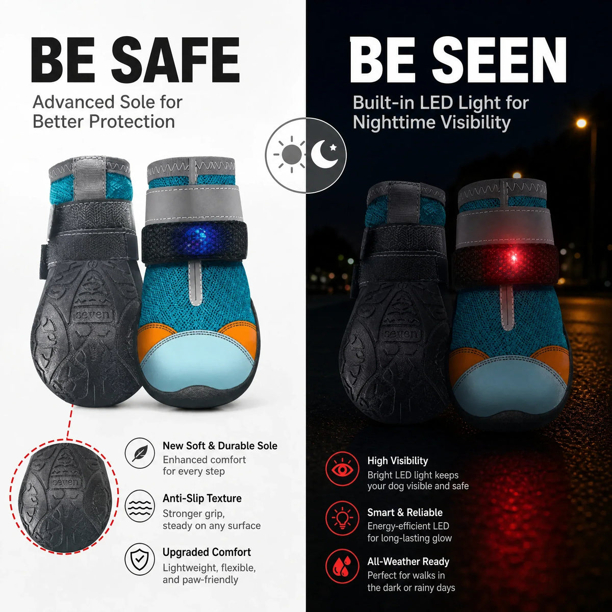 Ravunelo™ Breathable Mesh Dog Shoes with Luminous Soles