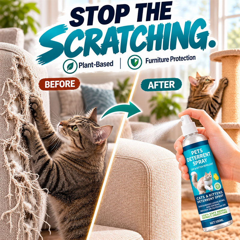 🌿🐱Herbal Pet Deterrent Spray – Stops scratching, safe for cats & kittens. Protect sofas & plants. 🌸✨