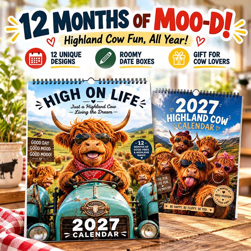 Ravunelo™ 2027 Funny Highland Cow Calendar — A New Moo-d Every Month (Offer)