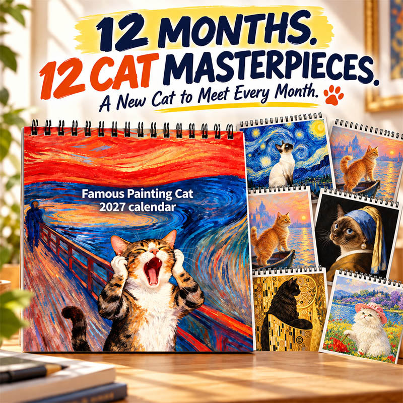 Ravunelo™ 2027 Funny Cat Art Calendar — 12 Months of Smiles
