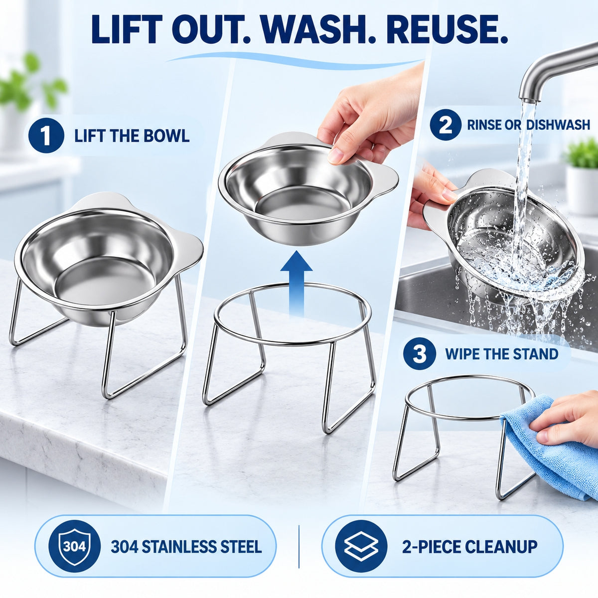 Ravunelo™ Neck-Friendly Elevated Pet Bowl