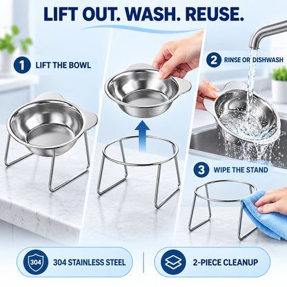 Ravunelo™ Neck-Friendly Elevated Pet Bowl