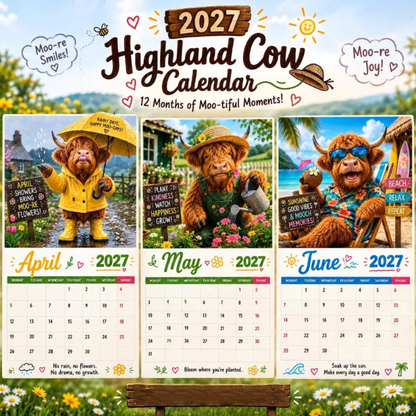 Ravunelo™ 2027 Funny Highland Cow Calendar — A New Moo-d Every Month (Offer)