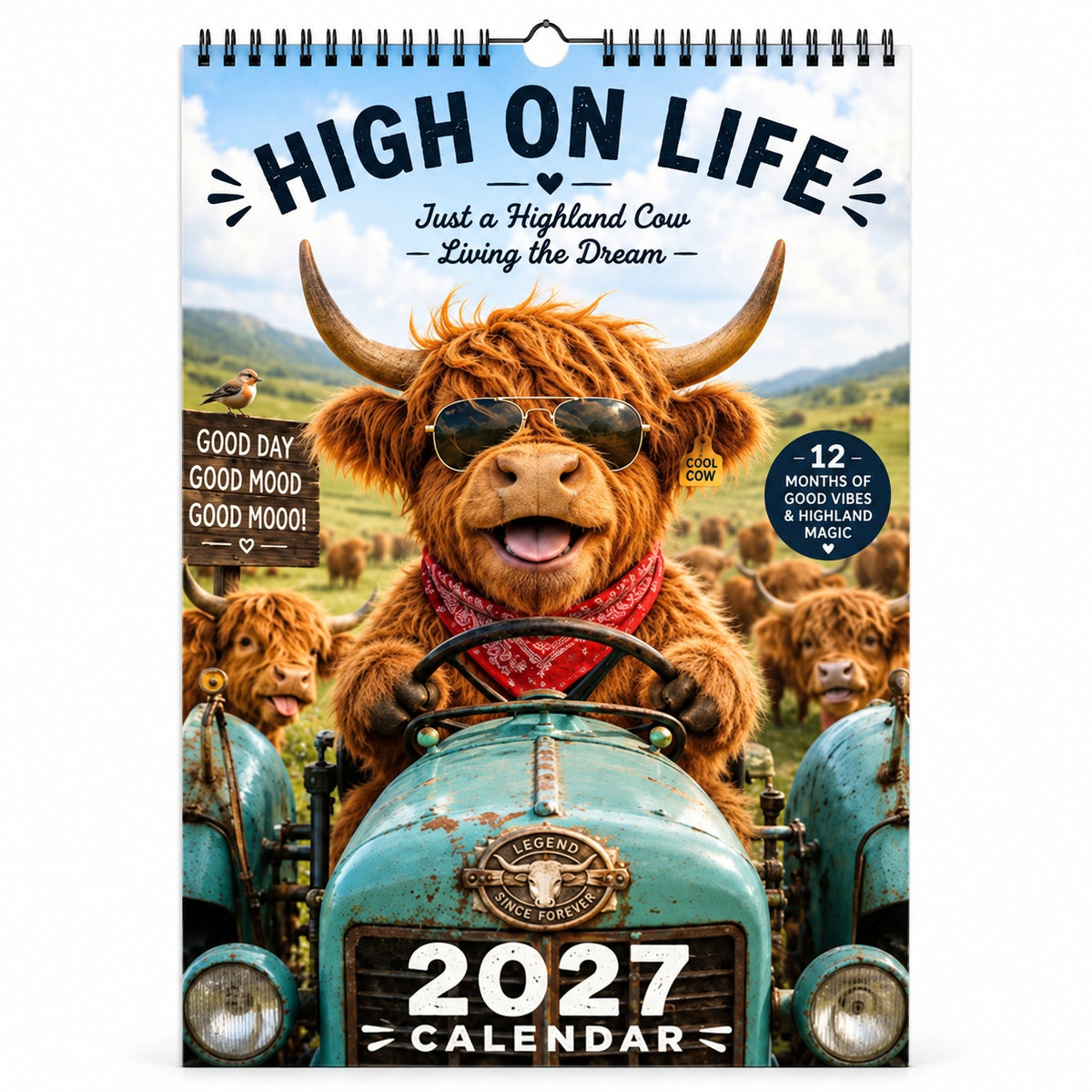 Ravunelo™ 2027 Funny Highland Cow Calendar — A New Moo-d Every Month (Offer)