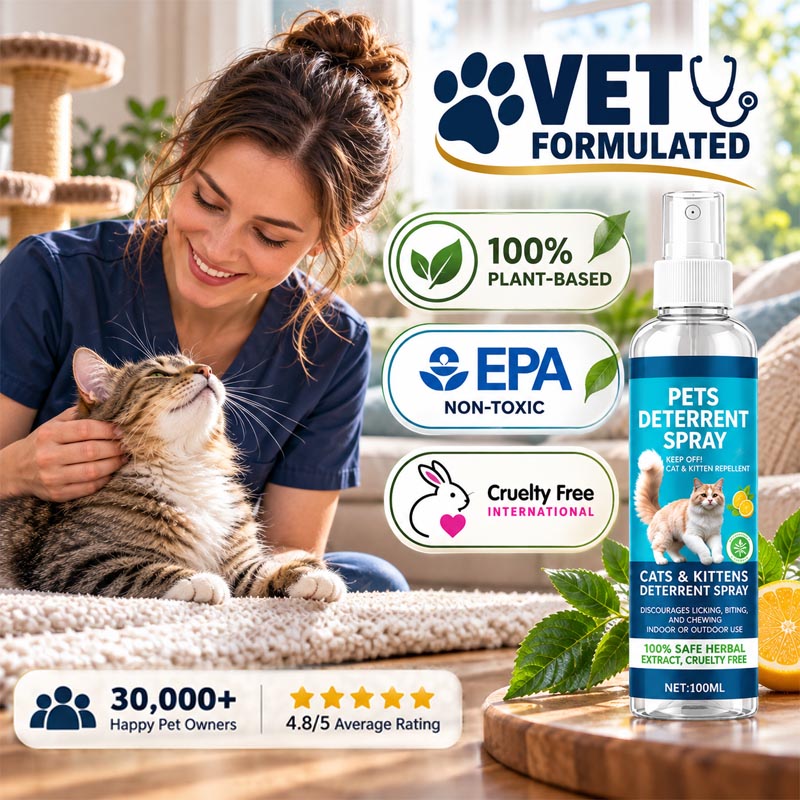 🌿🐱Herbal Pet Deterrent Spray – Stops scratching, safe for cats & kittens. Protect sofas & plants. 🌸✨
