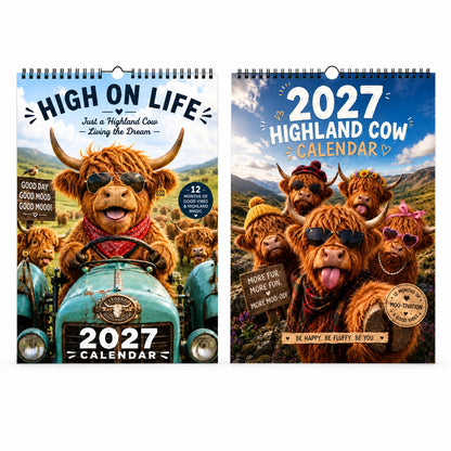 Ravunelo™ 2027 Funny Highland Cow Calendar — A New Moo-d Every Month (Offer)