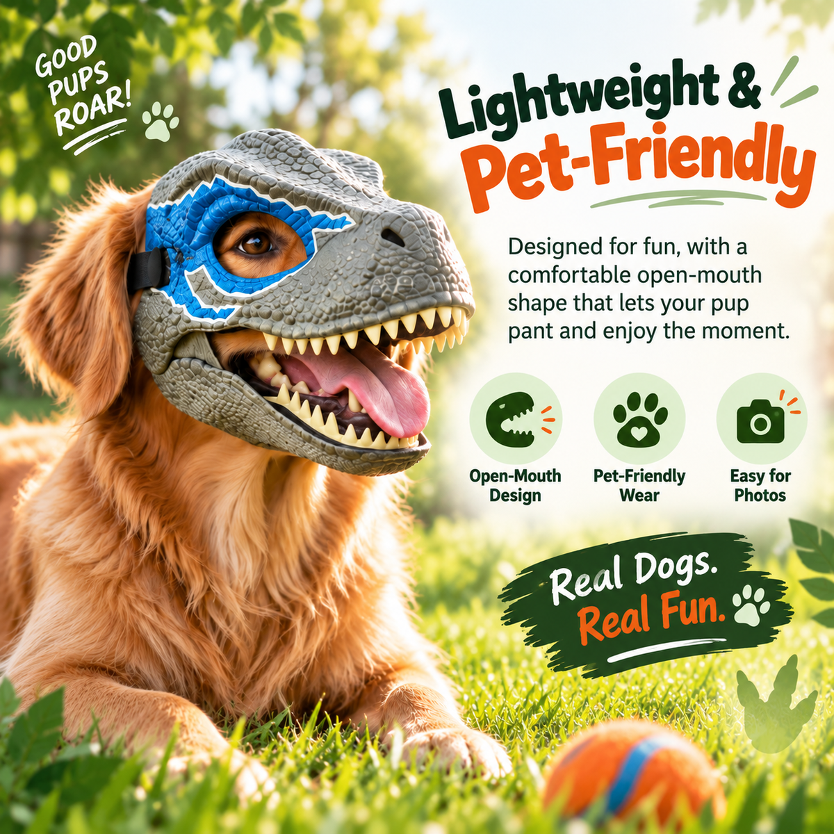 🦖 Turn Your Dog Into a Tiny Dinosaur – Funny Adjustable Pet Costume Mask