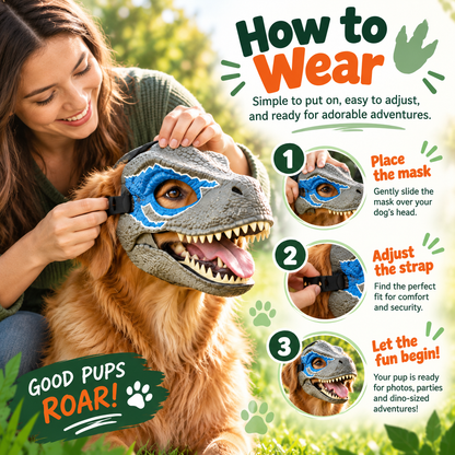 🦖 Turn Your Dog Into a Tiny Dinosaur – Funny Adjustable Pet Costume Mask