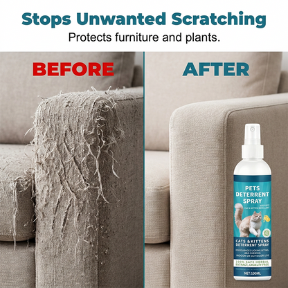 🌿🐱Herbal Pet Deterrent Spray – Stops scratching, safe for cats & kittens. Protect sofas & plants. 🌸✨