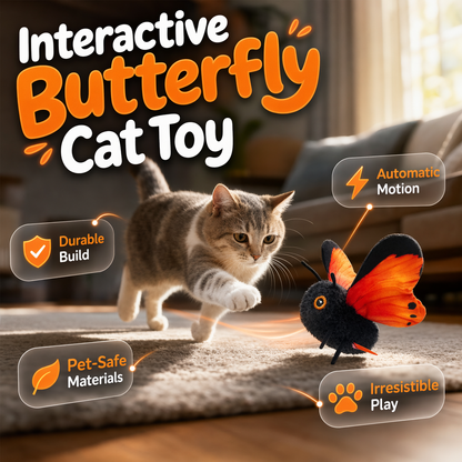 Ravunelo™ Smart Sensing Flapping Butterfly Cat Toy — Interactive & Type-C Rechargeable