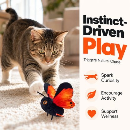 Ravunelo™ Smart Sensing Flapping Butterfly Cat Toy — Interactive & Type-C Rechargeable