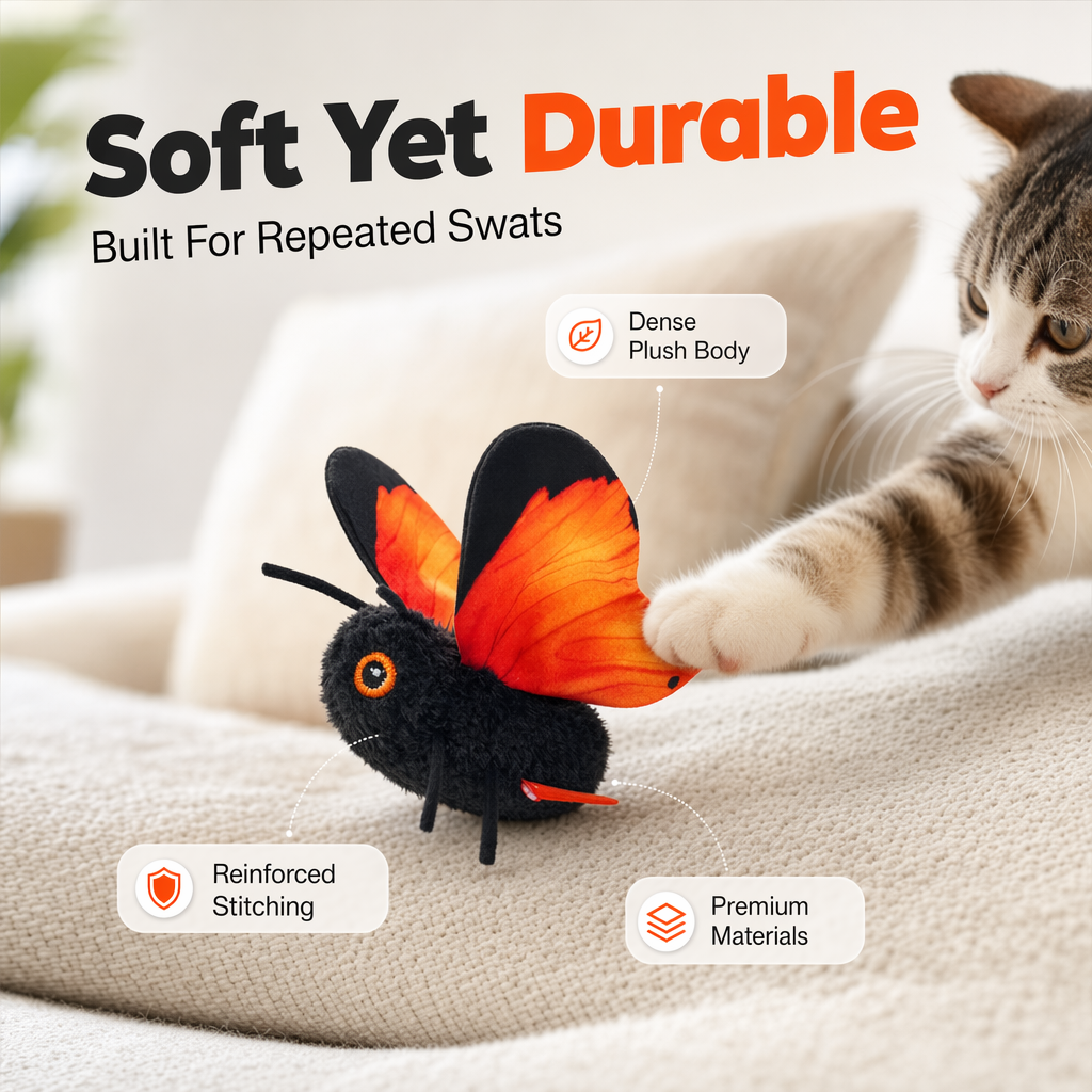 Ravunelo™ Smart Sensing Flapping Butterfly Cat Toy — Interactive & Type-C Rechargeable