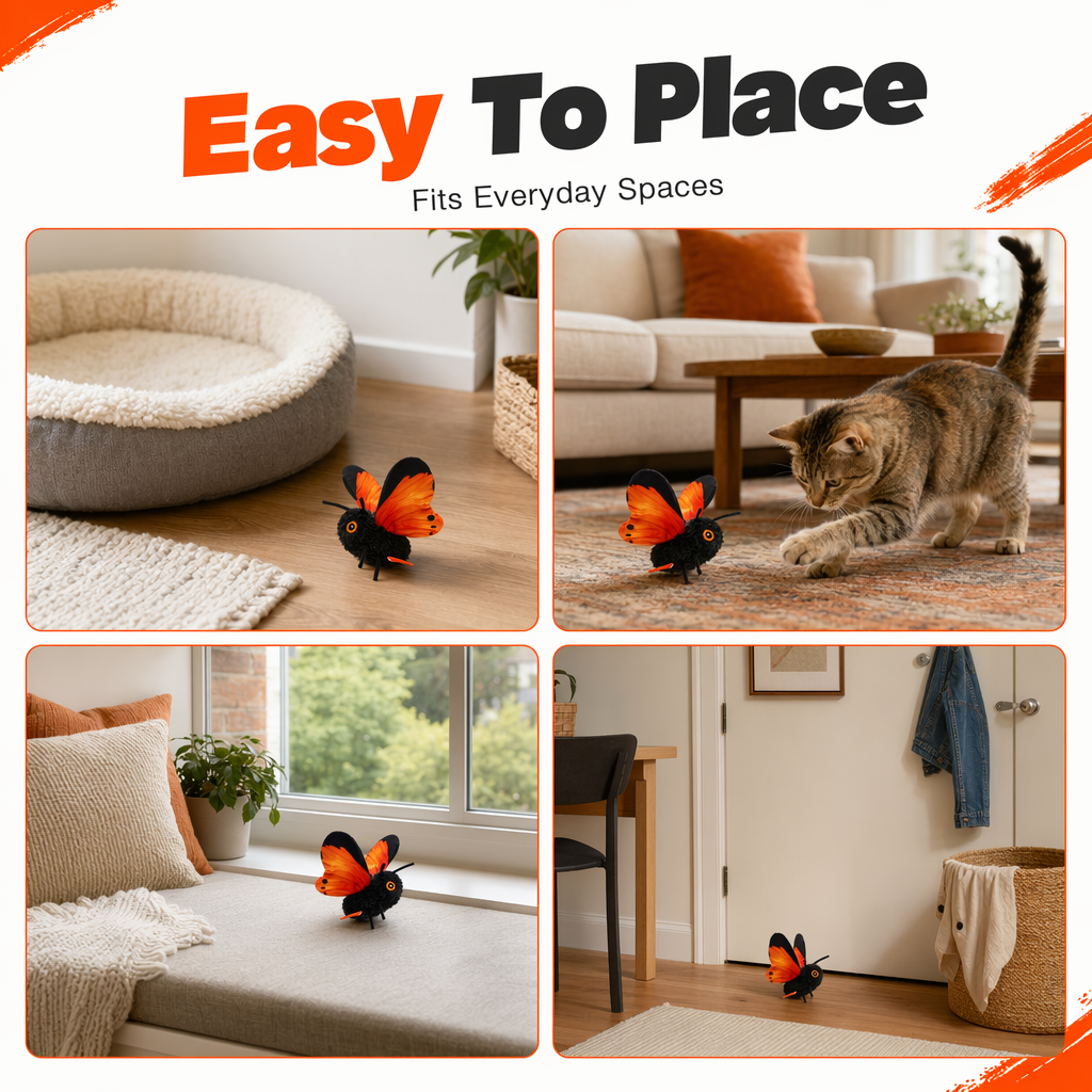 Ravunelo™ Smart Sensing Flapping Butterfly Cat Toy — Interactive & Type-C Rechargeable