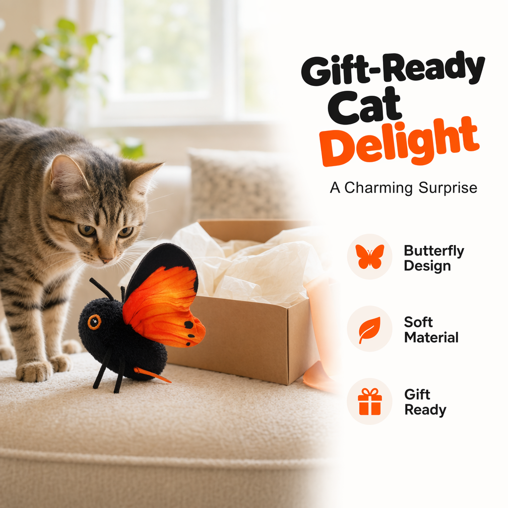 Ravunelo™ Smart Sensing Flapping Butterfly Cat Toy — Interactive & Type-C Rechargeable