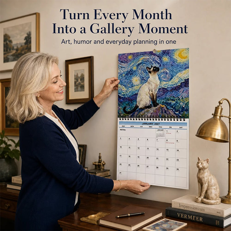 Ravunelo™ 2027 Funny Cat Art Calendar — 12 Months of Smiles (Offer)