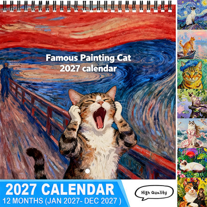 Ravunelo™ 2027 Funny Cat Art Calendar — 12 Months of Smiles (Offer)