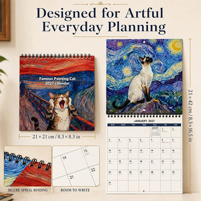 Ravunelo™ 2027 Funny Cat Art Calendar — 12 Months of Smiles