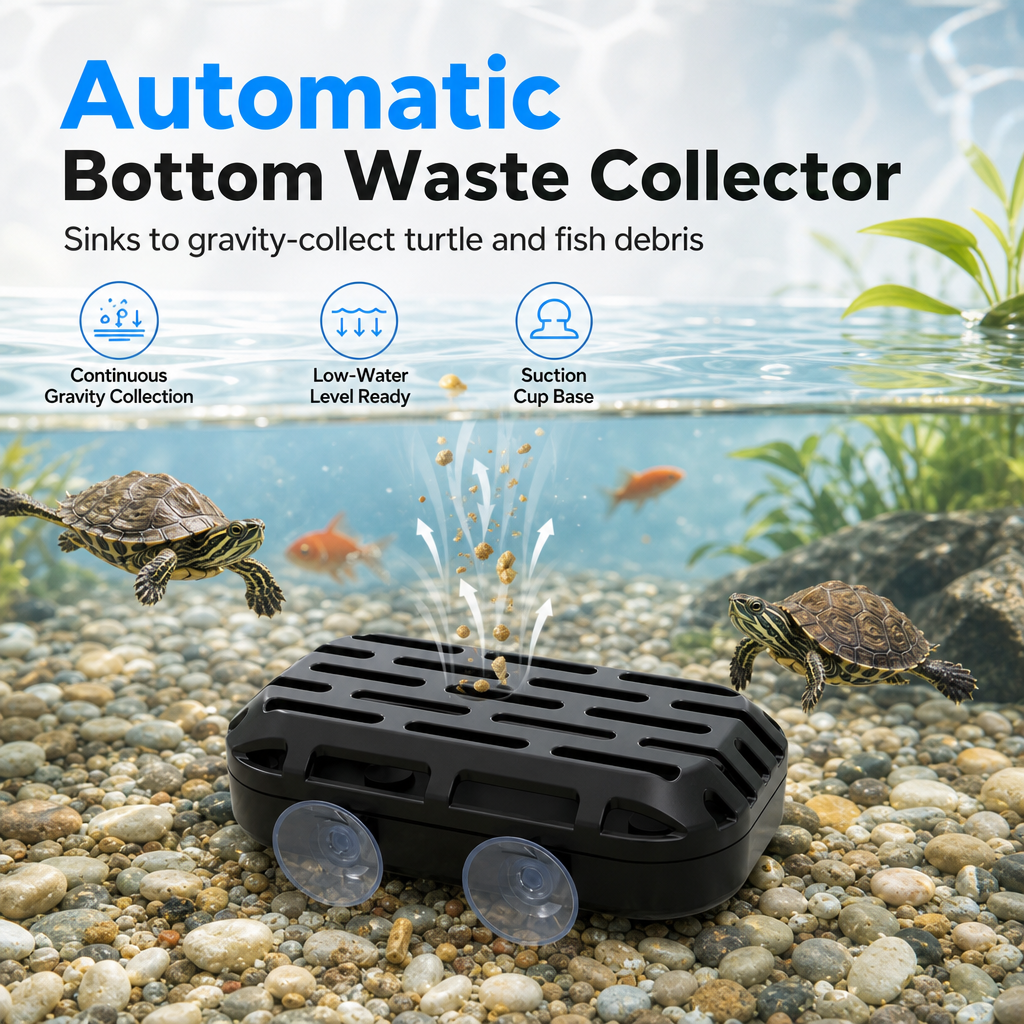 Ravunelo™ Turtle Tank Waste Collector – Catch Debris, Clean Up Faster