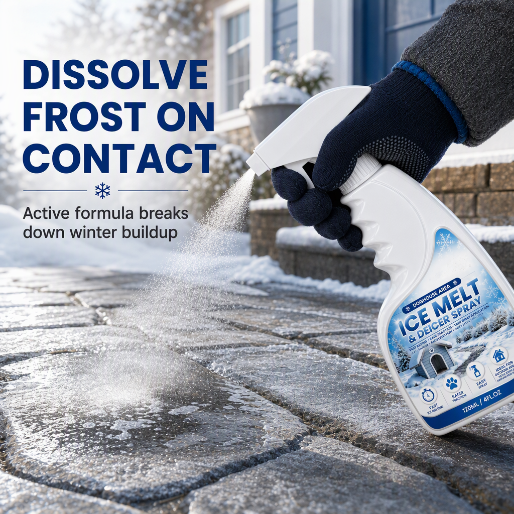 Instant Anti-Slip Ice & Frost Melter – 100% Paw-Safe Spray for Porch Steps & Decks