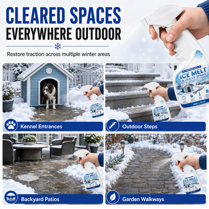 Instant Anti-Slip Ice & Frost Melter – 100% Paw-Safe Spray for Porch Steps & Decks